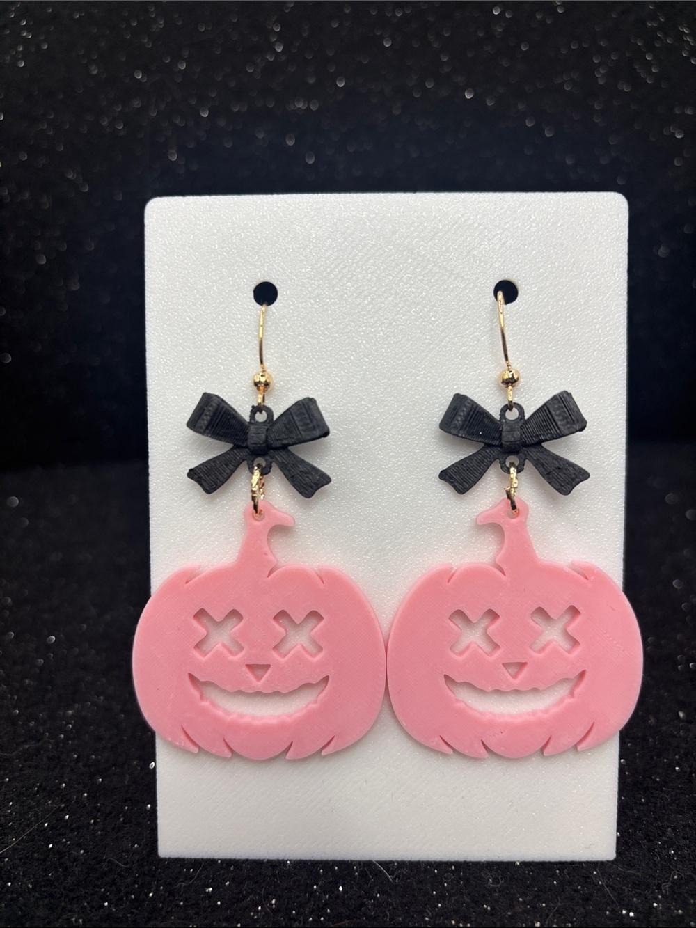 Pink Jack-O’-Lantern Bow Earrings